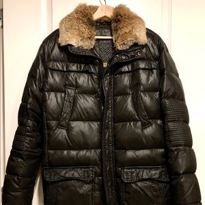 Premium puffer parka with real fur and feathers